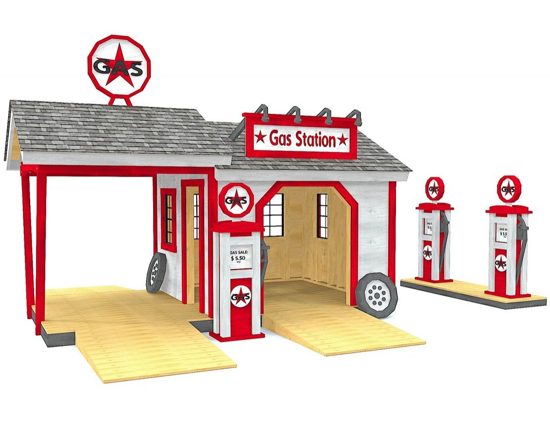 Игровой домик TORUDA WOOD Автозаправочная станция и гараж